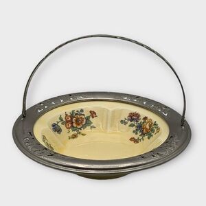 Vintage 1930s Golden Maire Sebring Pottery Company Yellow Floral Handled Bowl